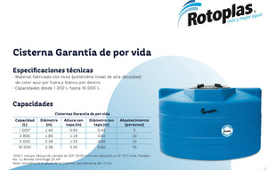 Cisterna Rotoplas 5000 litros Con Equipo - Outlet Cisternas